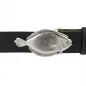 Preview: Design Belt Buckle Flounder by Umjubelt, fashion style, fish, unisex, nickel-free, silver, for belts up to 4 cm wide - with belt
